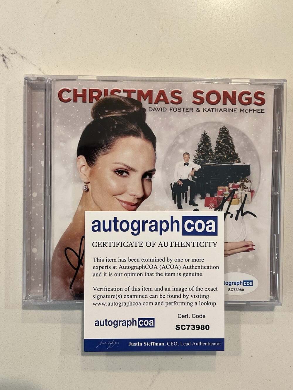 DAVID FOSTER KATHARINE MCPHEE Signed Autograph CD "Christmas Songs" ACOA #4